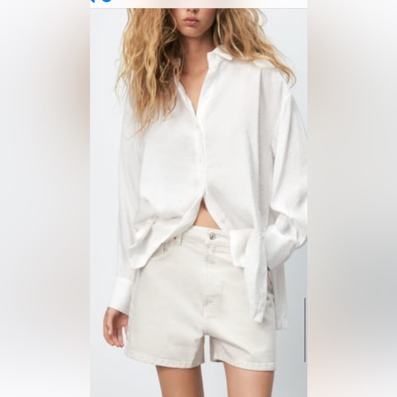 ZARA flowy Ecru oversized shirt - Picture 5 of 16